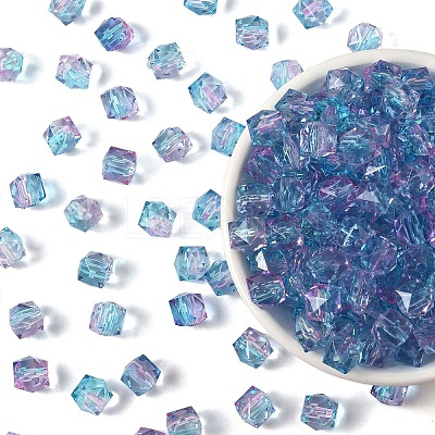 300Pcs Two Tone Transparent Spray Painted Acrylic Beads ACRP-YW0001-16H-1