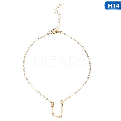 Twelve Constellation Alloy Crystal Rhinestone Link Chain Anklets for Women FS-WG97E4C-11-1