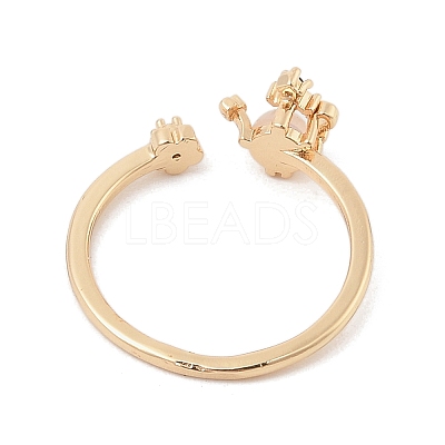 Brass Micro Pave Colourful Cubic Zirconia Open Cuff Rings for Women RJEW-Z073-01G-03-1