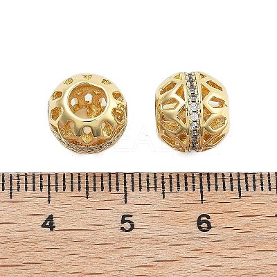 Brass Micro Pave Cubic Zirconia European Beads KK-Q006-46G-1