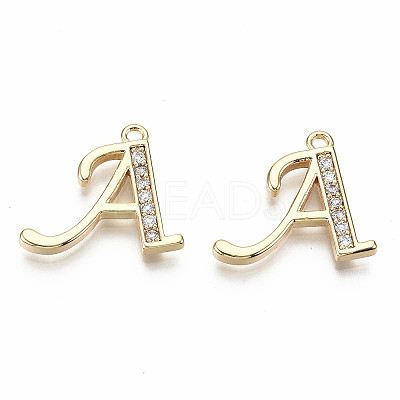 Brass Micro Pave Clear Cubic Zirconia Pendants KK-S360-053A-NF-1