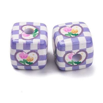 Printed Opaque Acrylic Beads SACR-A009-01B-1