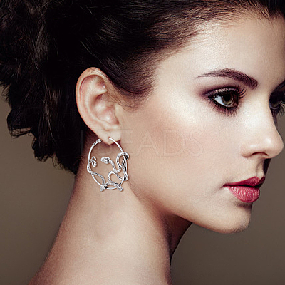 3 Pairs 3 Colors Alloy Snake Wrapped Ring Hoop Earrings for Women EJEW-AN0001-63-1