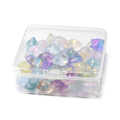 50Pcs 9 Style Transparent Spray Painted Glass Beads GLAA-FS0001-50-1