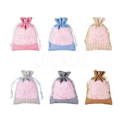 30Pcs 6 Colors Cotton & Organza & Burlap Packing Pouches Drawstring Bag ABAG-MB0001-09-1