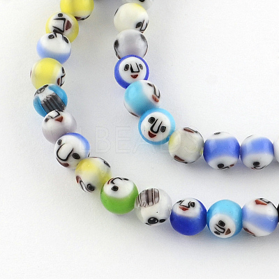 Round Handmade Lampwork Bead Strands LAMP-S169-01-1