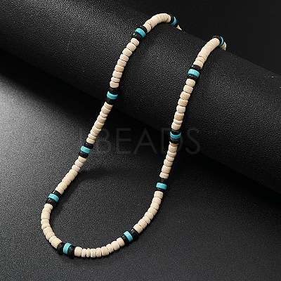 Retro Men's Shell & Synthetic Turquoise Heishi Beaded Necklaces OX2630-5-1