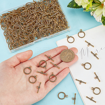 150Pcs Tibetan Style Alloy Toggle Clasps FIND-GO0002-99AG-1
