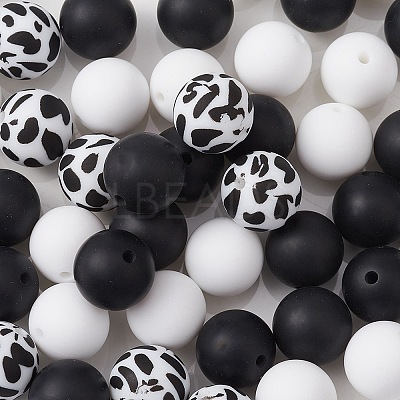 Round Food Grade Eco-Friendly Silicone Focal Beads SIL-YW0001-14A-1