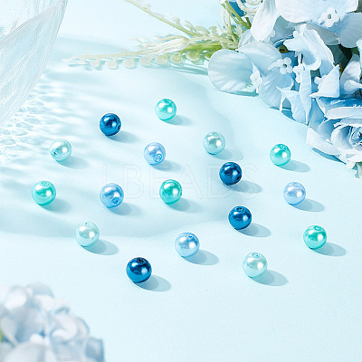100Pcs Ocean Mix Pearlized Glass Pearl Beads HY-HY0001-04A-1