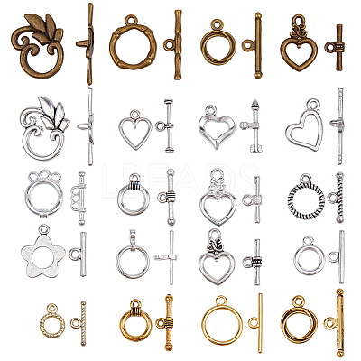 120 Sets 20 Styles Tibetan Style Alloy Toggle Clasps FIND-SP0004-65-1