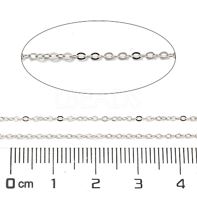 Anti-Tarnish Rhodium Plated 925 Sterling Silver Flat Cable Chains STER-F052-04P-04-1