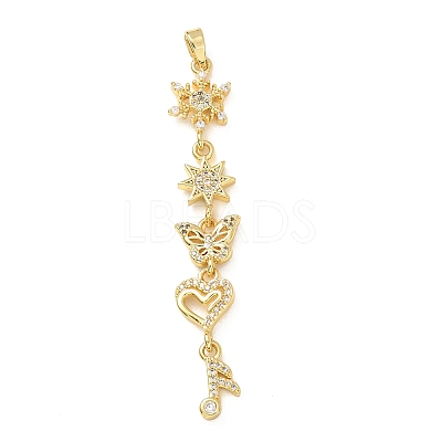 Tassel Brass Micro Pave Clear Cubic Zirconia Big Pendants KK-L271-01G-04-1