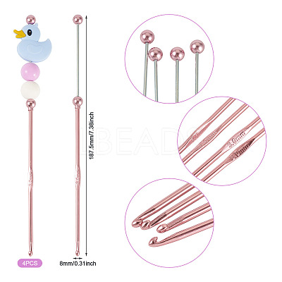 4Pcs DIY Alloy Beadable Crochet Hooks AJEW-TA0003-50D-1