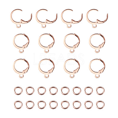 Brass Leverback Earring Findings KK-TA0007-89RG-1