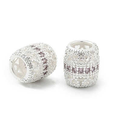 Brass Micro Pave Cubic Zirconia European Beads KK-P297-05S-1