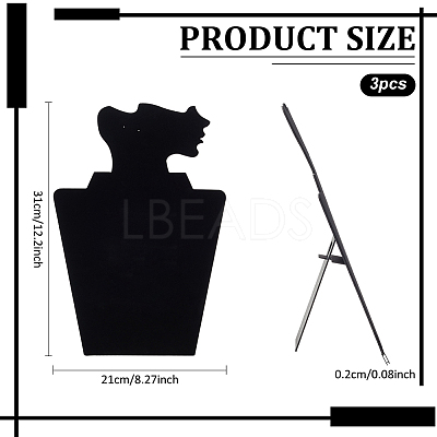 Velvet and Cardboard Side Face Profile Necklace Displays CON-WH0105-09-1