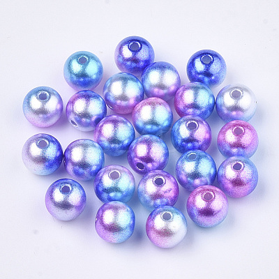 Rainbow ABS Plastic Imitation Pearl Beads OACR-Q174-5mm-06-1