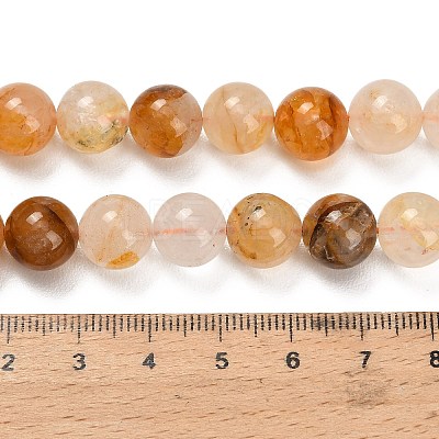 Natural Yellow Hematoid Quartz/Golden Healer Quartz Beads Strands G-F820-K03-10mm-1