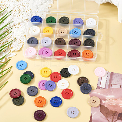 80Pcs 20 Colors 4-Hole Resin Buttons BUTT-TA0001-29A-1