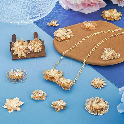 13Pcs 13 Styles Brass Bead Caps KK-TA0008-26KCG-1
