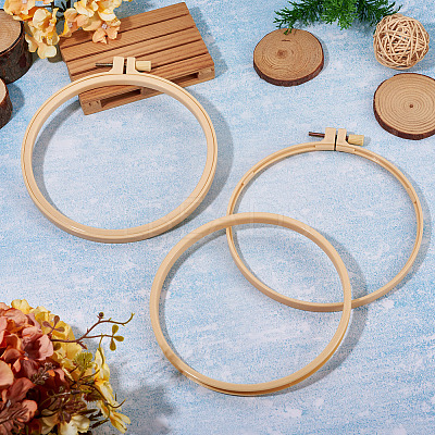 Plastic Imitation Bamboo Cross Stitch Embroidery Hoops TOOL-TADJ0001-03D-1