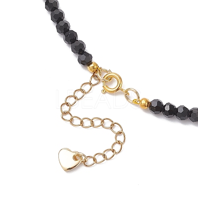 Shell Pearl & Faceted Round Black Glass Beaded Necklaces NJEW-JN05455-1
