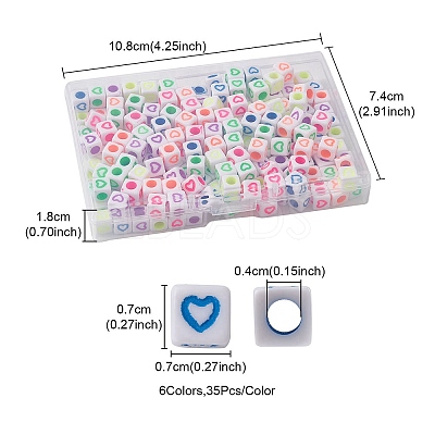 210Pcs 6 Colors Opaque White Acrylic European Beads MACR-YW0002-75A-1