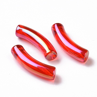 UV Plating Transparent Rainbow Iridescent Acrylic Beads X-OACR-A016-01J-1
