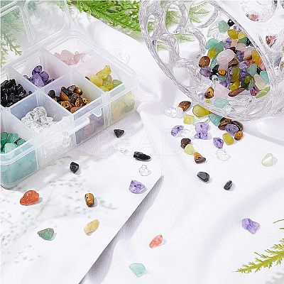 Natural Gemstone and Glass Chip Beads Sets G-NB0001-51-1