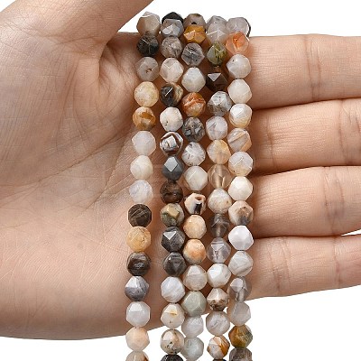 Natural Bamboo Leaf Agate Beads Strands G-Z119-A27-01-1