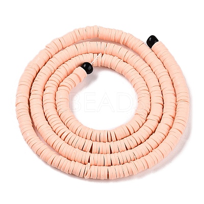 Flat Round Handmade Polymer Clay Bead Spacers CLAY-R067-4.0mm-13-1