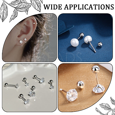 60Pcs Stainless Steel Ear Nuts STAS-BBC0005-14P-1