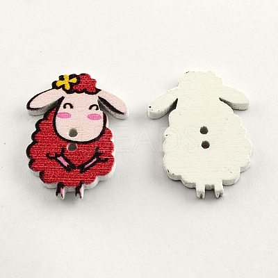 2-Hole Printed Wooden Buttons X-BUTT-R031-108-1