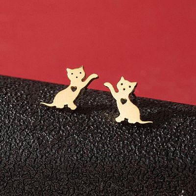 Stainless Steel Small Animal Stud Earrings for Women PW-WG5B49B-05-1