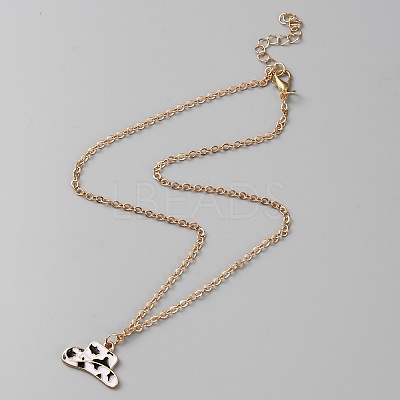 Cowboy Theme Enamel Pendant Necklace with Cable Chains NJEW-WH0013-17A-1