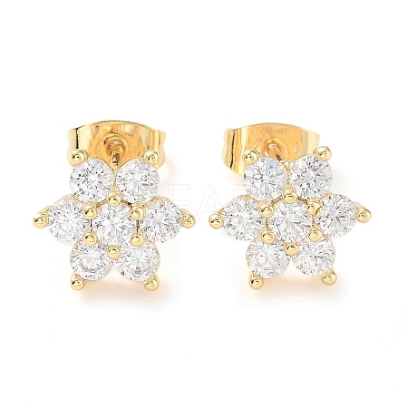 Brass Micro Pave Cubic Zirconia Stud Earrings X-EJEW-P247-05G-01-1
