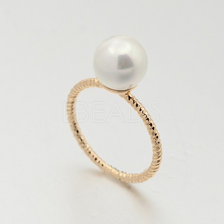 Brass Acrylic Pearl Finger Rings for Wedding Jewelry LS-RJEW-J061-RG-1