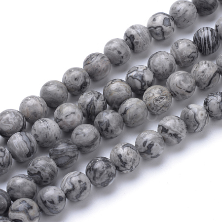 Natural Map Stone/Picasso Stone/Picasso Jasper Bead Strands G-R345-6mm-41-1