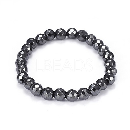 Synthetic Magnetic Hematite Stretch Bracelets BJEW-F382-01-1