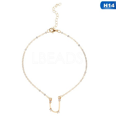 Twelve Constellation Alloy Crystal Rhinestone Link Chain Anklets for Women FS-WG97E4C-11-1