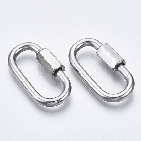 Tarnish Resistant 304 Stainless Steel Screw Carabiner Lock Charms STAS-N087-25A-01-1