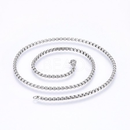 Non-Tarnish 304 Stainless Steel Box Chain Necklaces NJEW-F227-09P-10-1