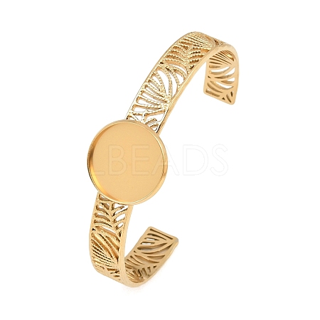 304 Stainless Steel Blank Cuff Bangle Bases with Flat Round Tray SA-CBA82C8-04B-G-1