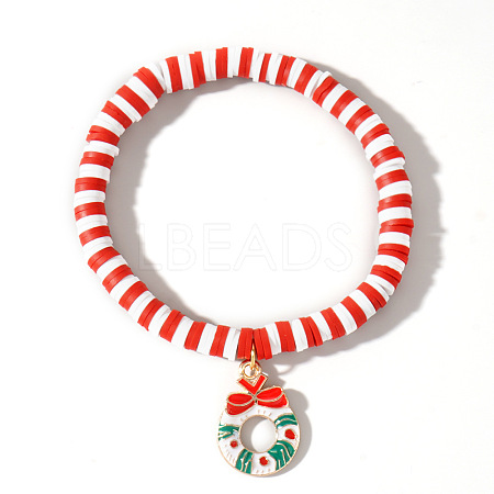 Elegant Christmas Handmade Polymer Clay Heishi Beaded Stretch Bracelets MV9996-17-1