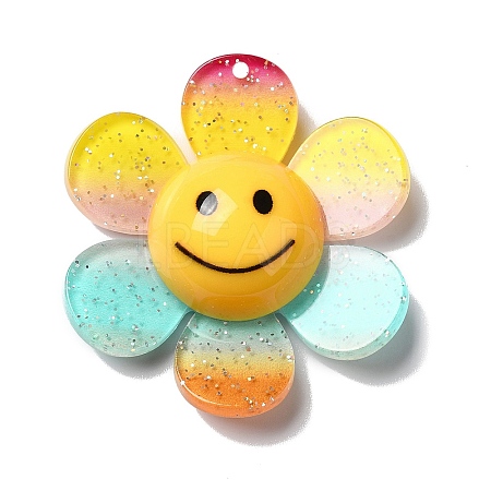 Acrylic Big Pendants with Glitter Powder MACR-M023-03G-1