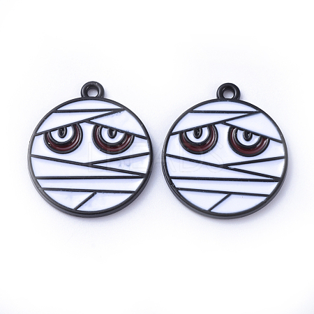 Gunmetal Plated Alloy Enamel Pendants ENAM-D040-D01-B-1