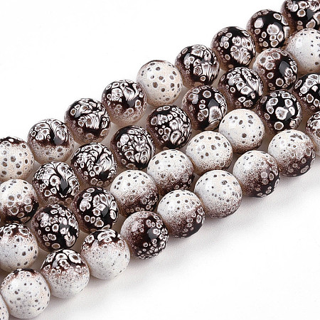 Transparent Baking Paint Glass Beads Strands DGLA-N009-8mm-08-1
