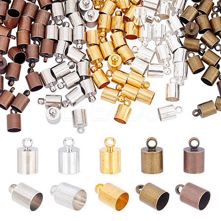 150Pcs 5 Colors Brass Cord Ends FIND-SC0002-83-1