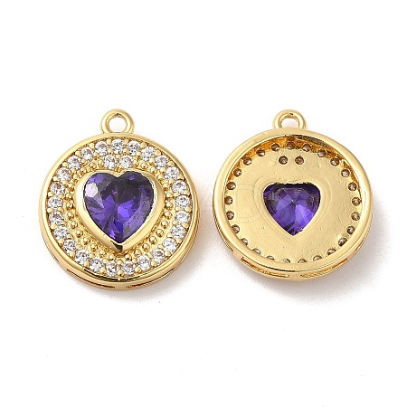 Brass Micro Pave Cubic Zirconia and Glass Pendants KK-Q772-11G-1